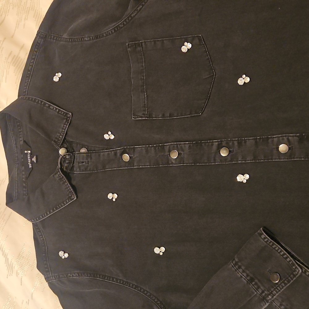 Black Button-Up With Rhinestones - Picture 2 of 9